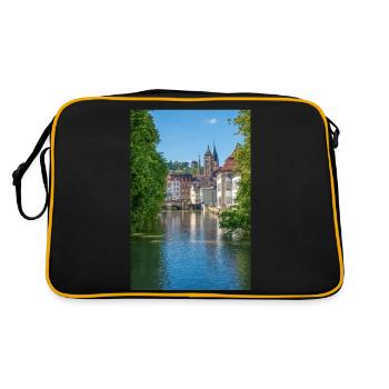 Cityscape of Esslingen am Neckar from Agnesbrücke - Retro Bag - black/gold - Back