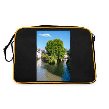 Cityscape of Esslingen am Neckar from Agnesbrücke - Retro Bag - black/gold - Back