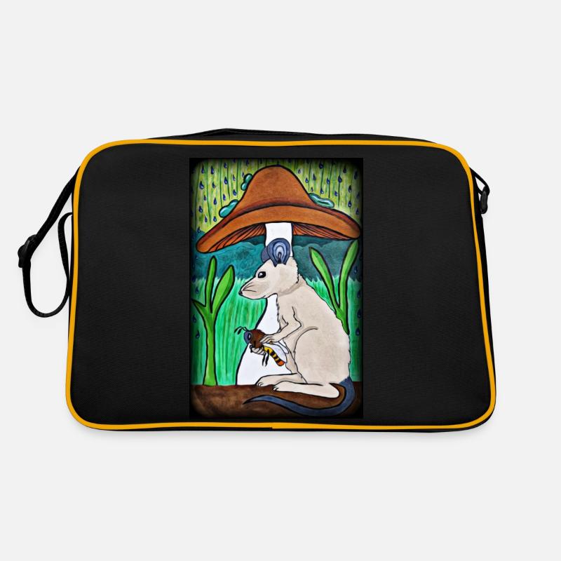 Maus mit Bienchen im Regen Retro Tasche