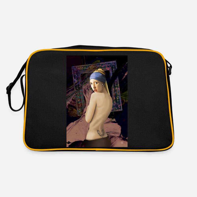 "Das Mädchen mit dem Perlenohrring" nach Vermeer Retro Tasche