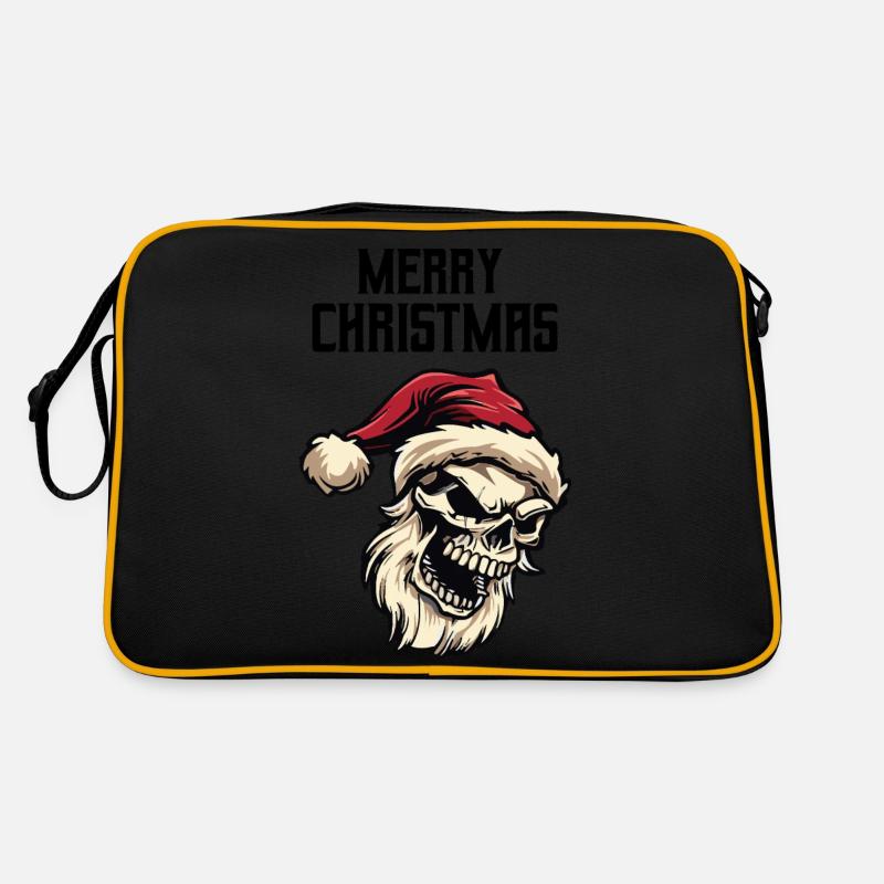 weihnachtsmann skull - Retro Tasche - Schwarz/Gold