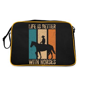 Pferde machen das Leben schöner - Retro Tasche - Schwarz/Gold - Hinten