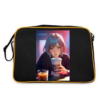 Manga Girl Illustration – Stunning Anime - Retro Bag - black/gold - Back