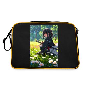 Samurai Anime Girl – La tradition rencontre l’élégance - Sac Retro - noir/or - Dos