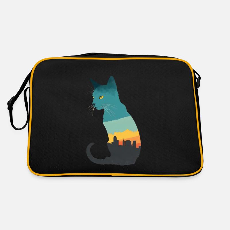 Silhouette einer Katze mit urbanem Flair Retro Tasche