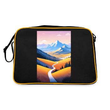 Panoramic view: Mountain path into the evening - Retro Bag - black/gold - Back