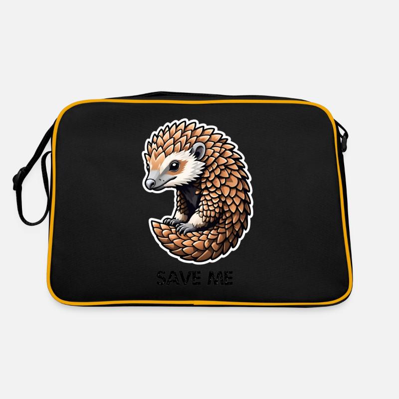 Save Pangolin - Retro Tasche - Schwarz/Gold
