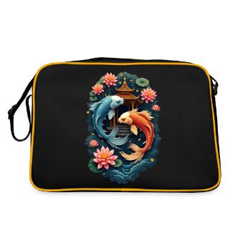Koi-Fische - Retro Tasche - Schwarz/Gold - Hinten
