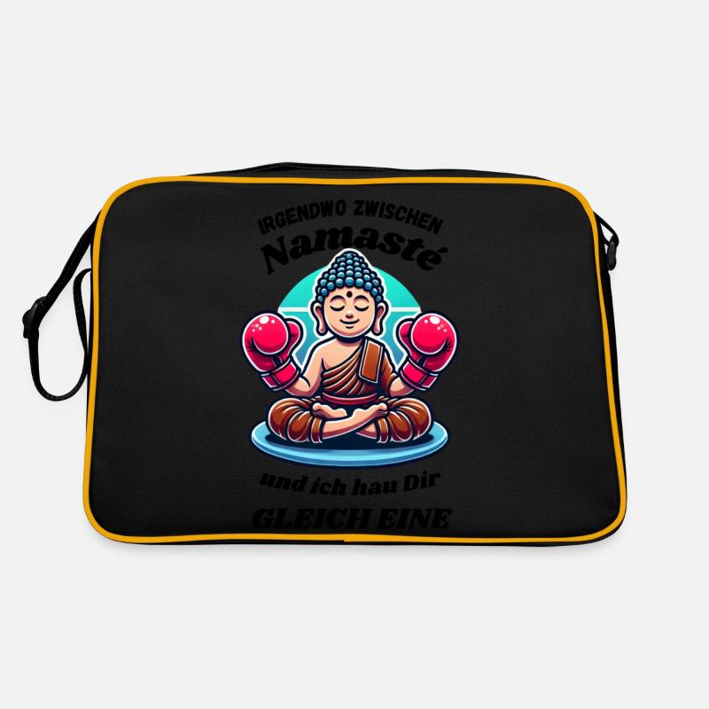 Irgendwo zwischen 'Namasté' - Retro Tasche - Schwarz/Gold