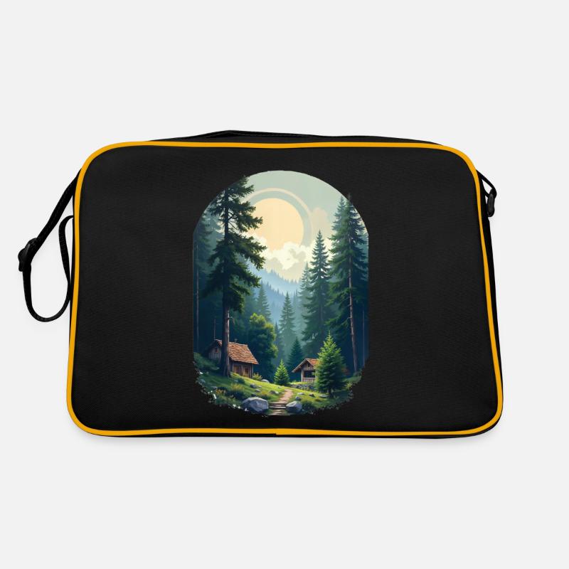 Cabane pixélisée dans les bois Sac Retro