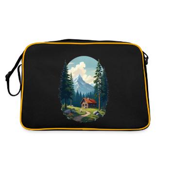 Cabane pixélisée dans les bois - Sac Retro - noir/or - Dos