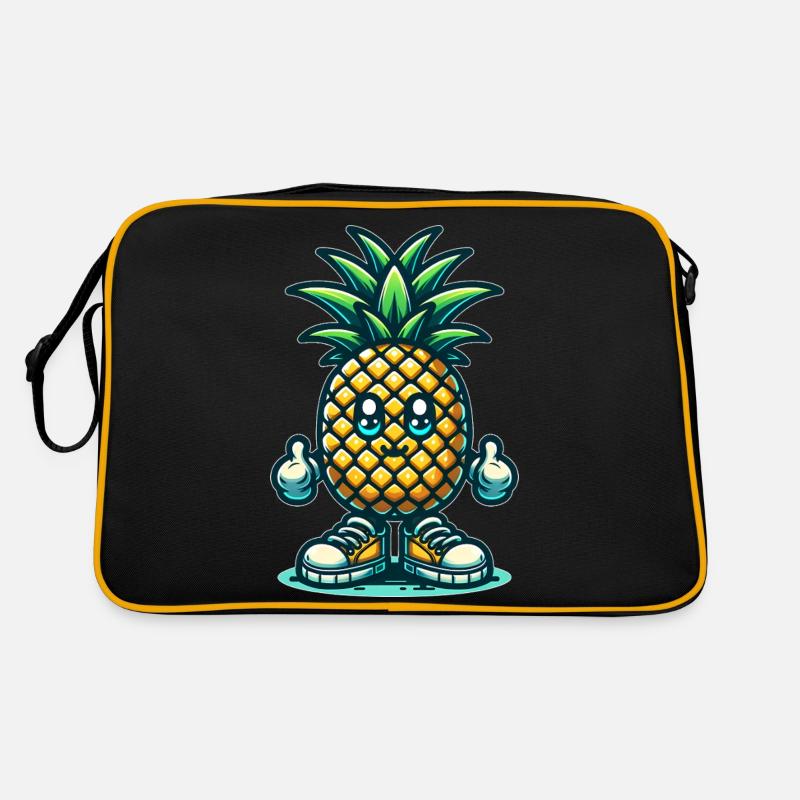 Ananas mignon - Sac Retro - noir/or