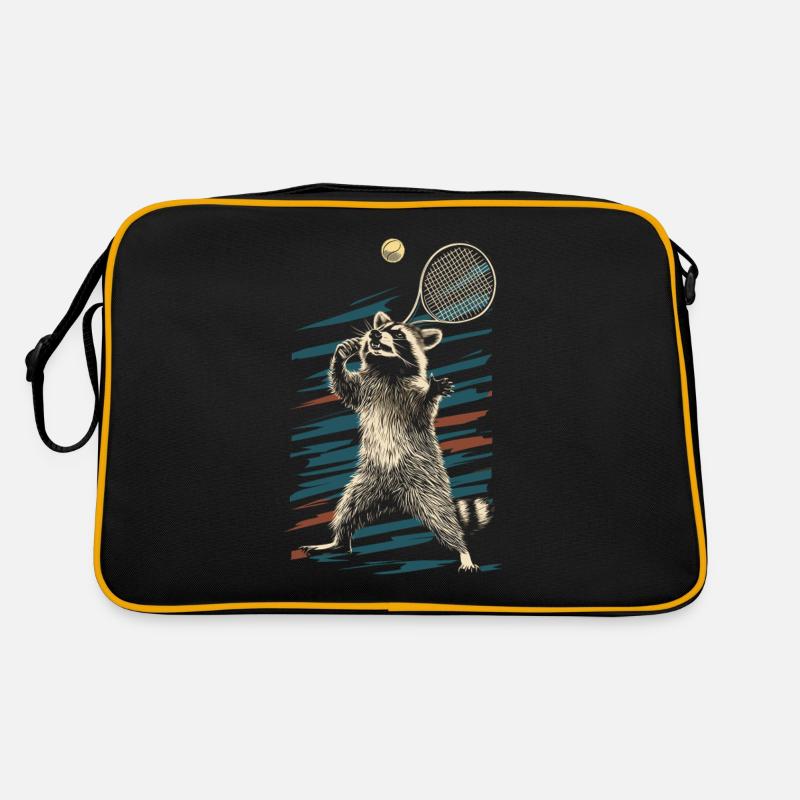 Waschbär spielt Tennis Retro Tasche