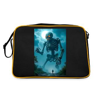 Gashadokuro Riesiges Skelett mit leuchtenden Augen, das umherwandert - Retro Tasche - Schwarz/Gold - Hinten