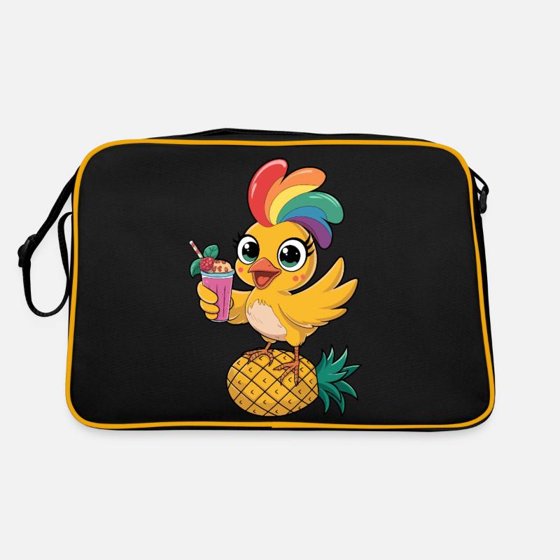 Cute Tropical Chicken with Rainbow Feathers Retro Bag