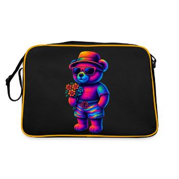 neonfarbenem Teddy im Beach-Look - Retro Tasche - Schwarz/Gold - Hinten