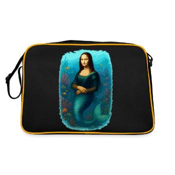 Mona Lisa Meerjungfrau - Retro Tasche - Schwarz/Gold - Hinten