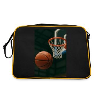 Basketball auf dem Weg zum Korb - Retro Tasche - Schwarz/Gold - Hinten