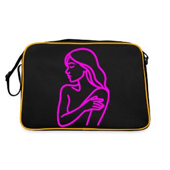 Line Art Woman Profile – Minimalist - Retro Bag - black/gold - Back