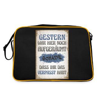 Gestern war hier noch aufgeräumt - Retro Tasche - Schwarz/Gold - Hinten
