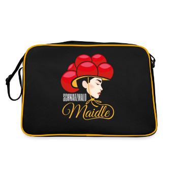 Schwarzwald Maidle Kristin Bollenhut ledig - Retro Tasche - Schwarz/Gold - Hinten