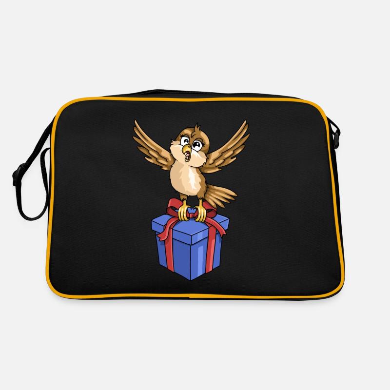 Lustiger Vogel mit Geschenk Retro Tasche