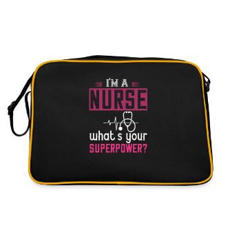 Krankenschwester ich bin Krankenschwester und - Retro Tasche - Schwarz/Gold - Hinten