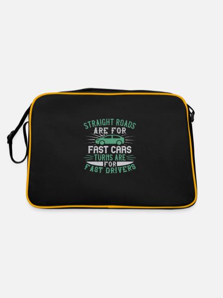 Car straight roads are for fast cars curves - Retro Bag - black/gold - Back
