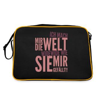 Ich mach mir die Welt widewide wie sie mir gefällt - Retro Tasche - Schwarz/Gold - Hinten