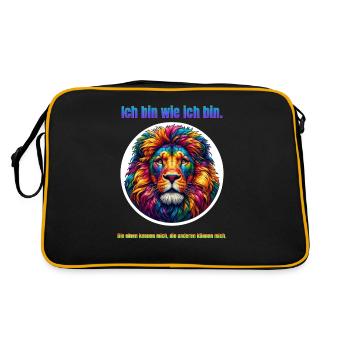 Lion psychedelic with saying - Retro Bag - black/gold - Back