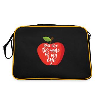 Liebe Apfel Obst AugeSpruch Sprüche Geschenk Idee - Retro Tasche - Schwarz/Gold - Hinten