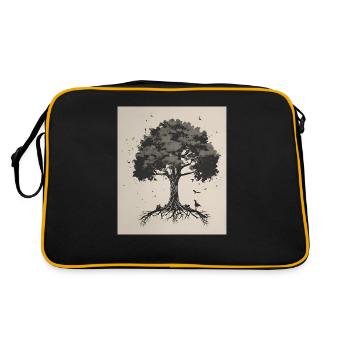 Baum des Lebens - Retro Tasche - Schwarz/Gold - Hinten