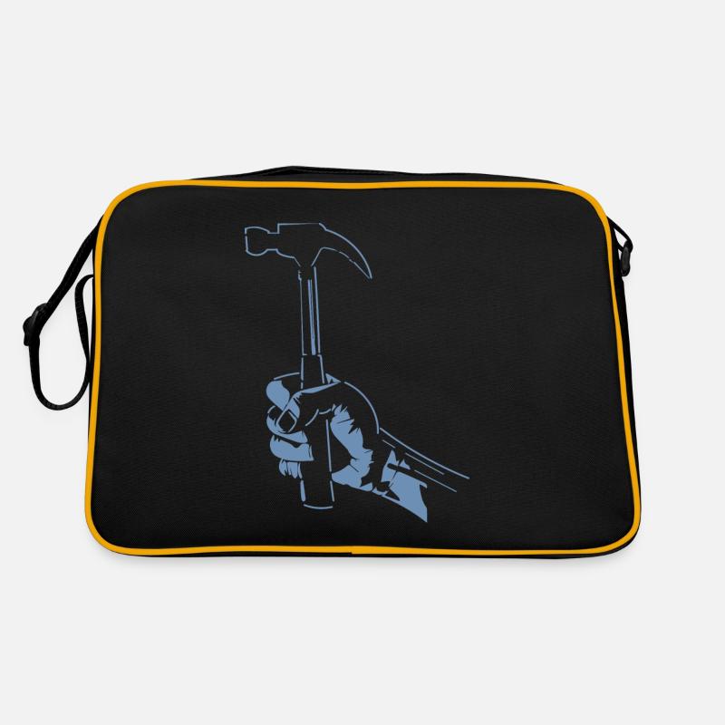 Zimmerer Hand mit Hammer Silhouette Handwerk Retro Tasche