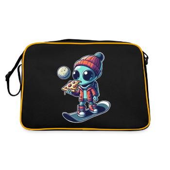 Mignon Comic Alien Snowboard Snowboarder - Sac Retro - noir/or - Dos