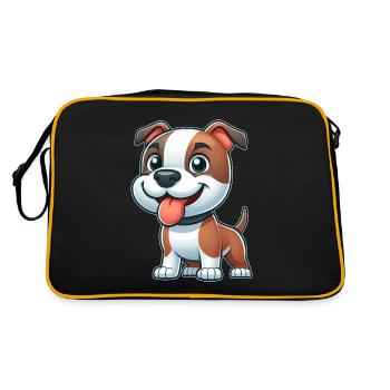 Cute Dog Pitbull American Staffordshire Terrier - Retro Bag - black/gold - Back