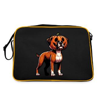 Halloween Boxer Dog Pumpkin Cartoon Cute - Retro Bag - black/gold - Back
