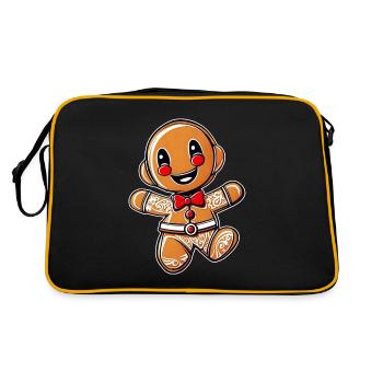 Cute gingerbread man - Retro Bag - black/gold - Back