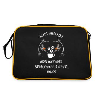Bird Watching Bird Watching Birding Coffee - Retro Bag - black/gold - Back