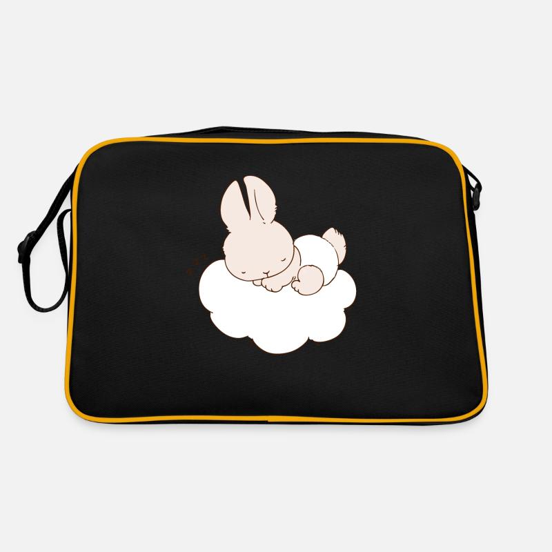 Baby Bunny sleeping on cloud Retro Bag