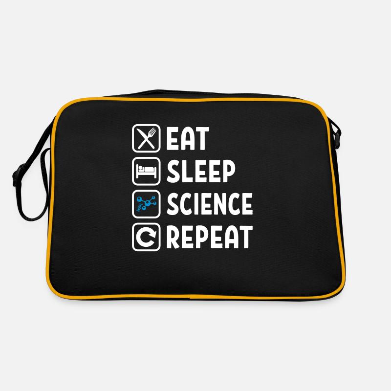 Eat Sleep Science Repeat - Retro Tasche - Schwarz/Gold