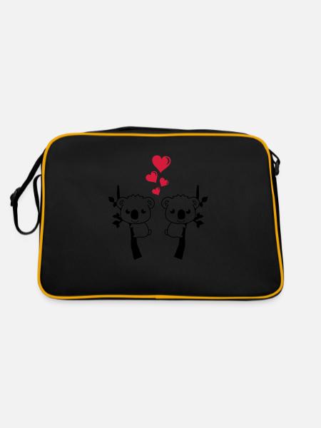 koalas_in_love_001 - Retro Tasche - Schwarz/Gold - Hinten