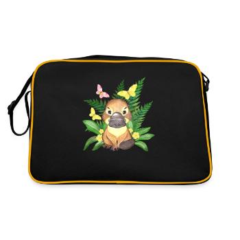 Australien Schnabeltier süß australisch Wappentier - Retro Tasche - Schwarz/Gold - Hinten