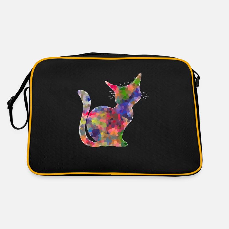 Katze - Retro Tasche - Schwarz/Gold