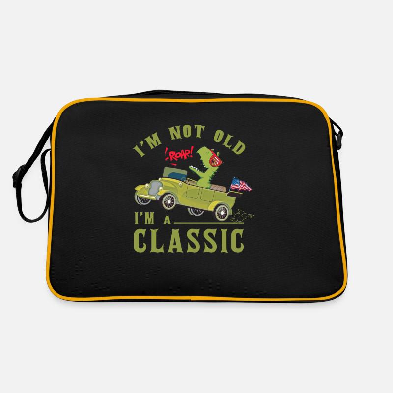 Ich bin nicht alt, ich bin ein klassischer T Rex Dinosaurier Riding ca Retro Tasche