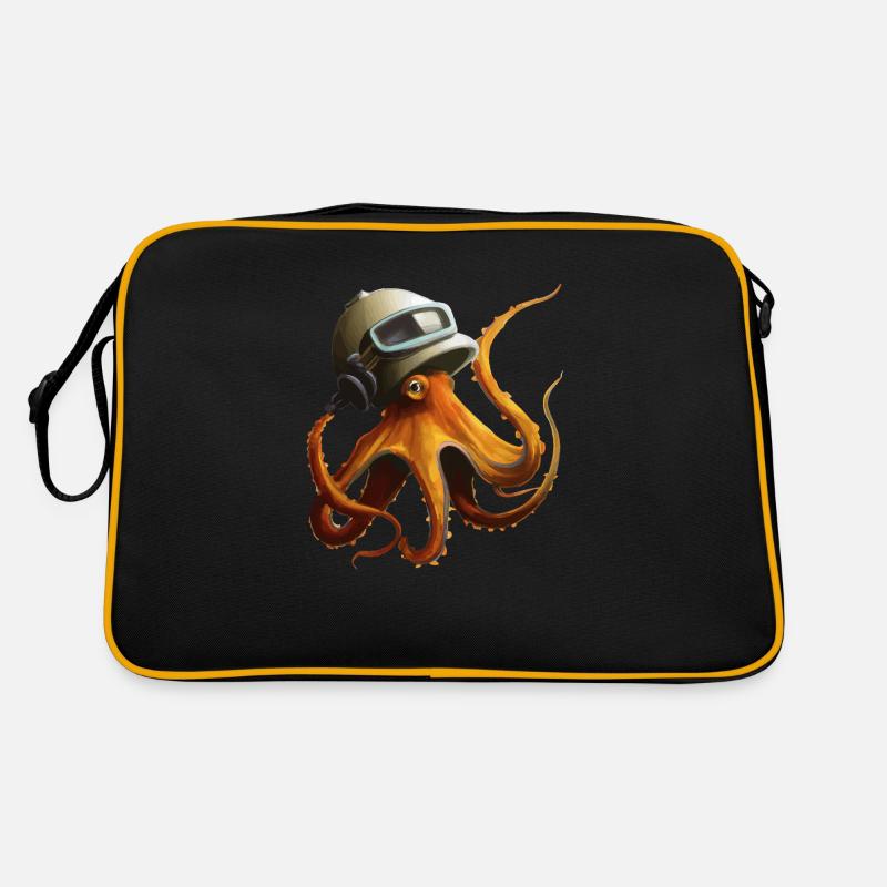 Krake Oktopus mit Helm Geschenkidee Retro Tasche