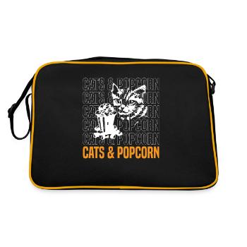 Cats and Popcorn Movies Cute Kitty and Popcorn - Retro Bag - black/gold - Back