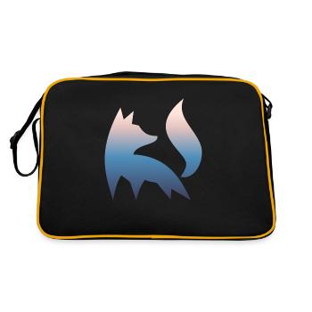 Fuchs Silhouette Wald Natur Rotfuchs Farbverlauf - Retro Tasche - Schwarz/Gold - Hinten