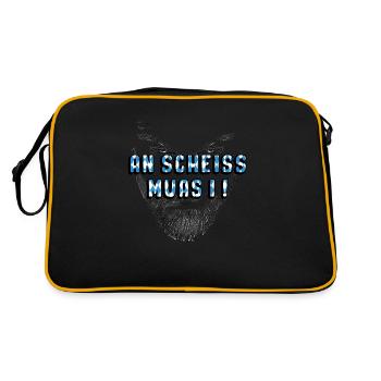 An scheiss muas i bayrisch dialekt - Retro Tasche - Schwarz/Gold - Hinten