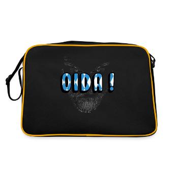 Oida bayrisch dialekt - Retro Tasche - Schwarz/Gold - Hinten