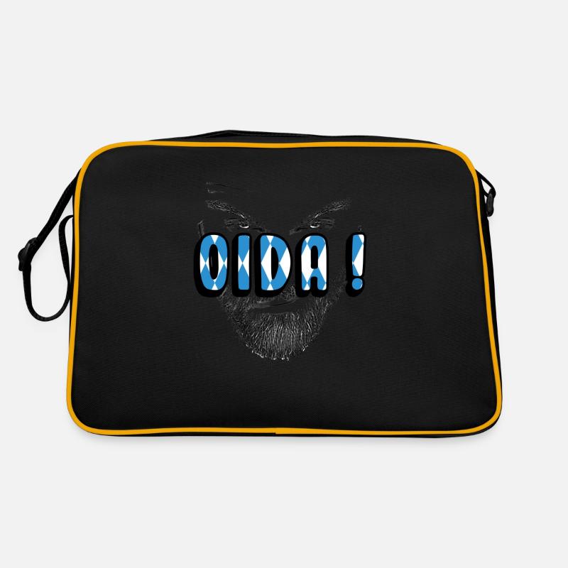 Oida bayrisch dialekt - Retro Tasche - Schwarz/Gold